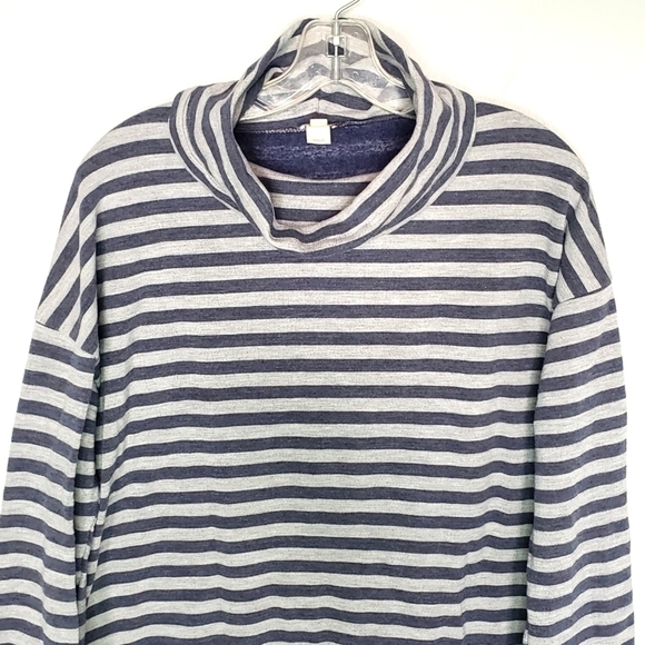 J. Crew Factory Blue Striped Tunnelneck Sweatshirt Pullover S - Picture 2 of 7